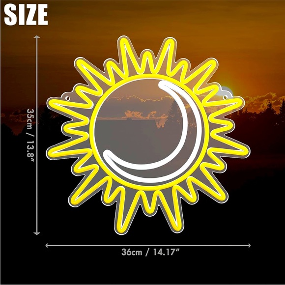 Neon Crescent Moon Sun Light LED Wall Dorm Party Patio Indoor Outdoor Decor - Picture 4 of 7